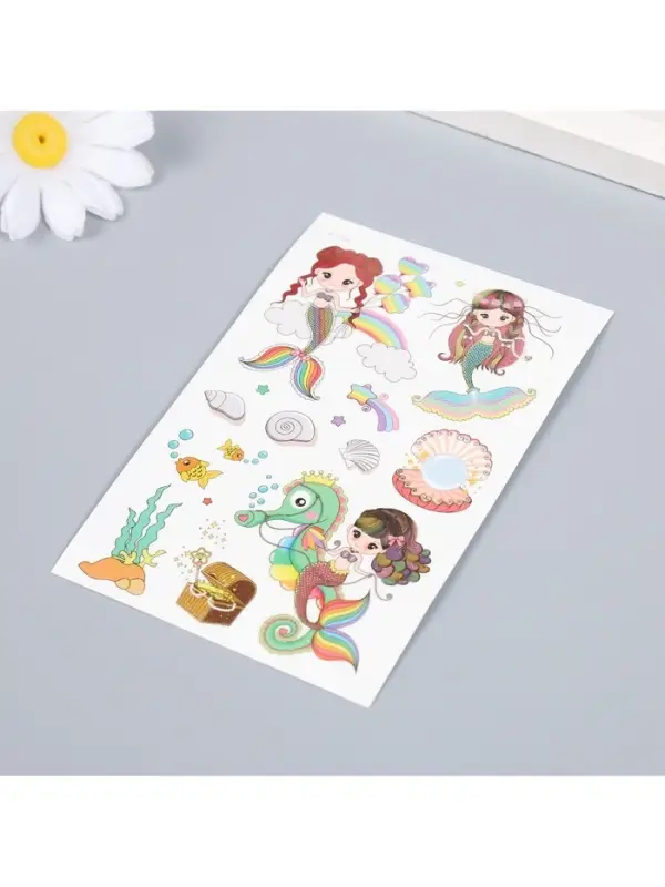 Переводные тату на тело цветные «Русалочка. Радуга», 12×7.5 см