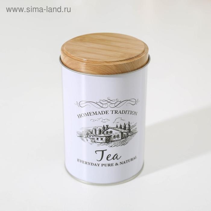 Банка для чая &laquo;Дом и поле&raquo;, 12&times;7,5&times;7,5 см, цвет белый