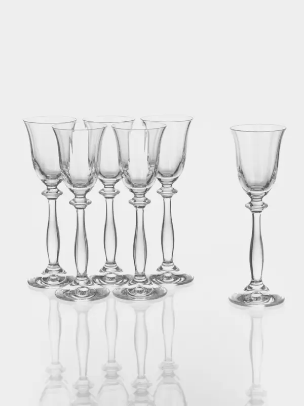 Набор рюмок рельефных &laquo;Анжела&raquo;, 60 мл, 6 шт., хрустальное стекло, прозрачный