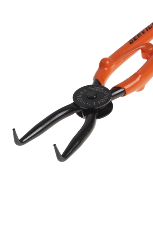 Съемник внешних стопорных колец ТУНДРА, удлиненные изогнутые губки на разжим, 180 мм Съемник внешних стопорных колец ТУНДРА, удлиненные изогнутые губки на разжим, 180 мм