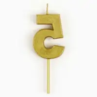 Свеча цифра для торта «5», золото, 2,3 х 8 см