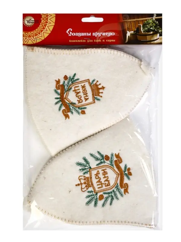 Набор банный 2 шапки Набор банный 2 шапки "Царский", белый