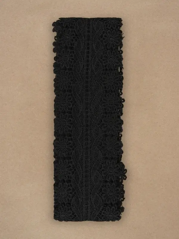 Кружево гипюровое, 80 мм, 6.8&plusmn;0.5 м, цвет чёрный