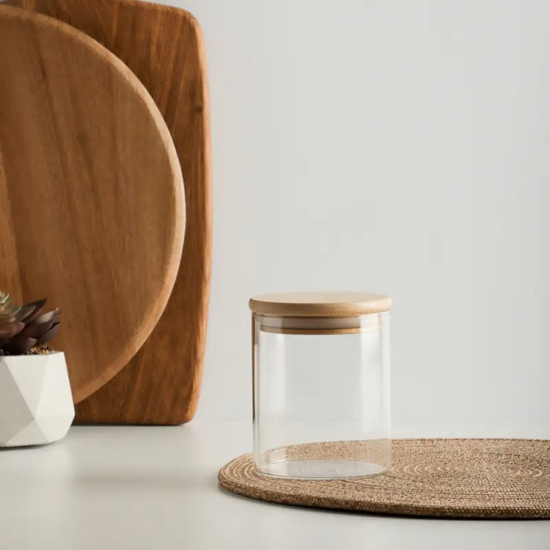 VETTA ЭКО Эллипс Банка для хранения 450мл, 10х8,5см, стекло, бамбук