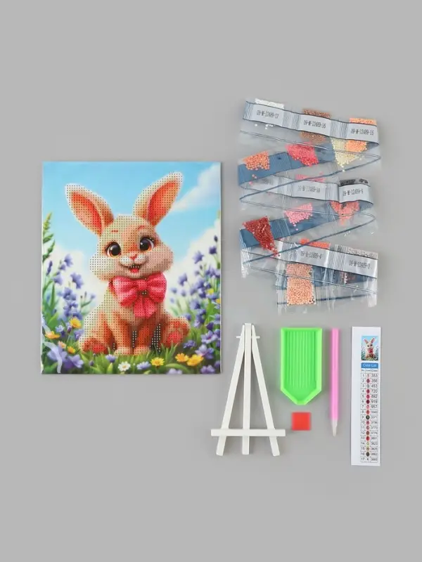 Алмазная мозаика &laquo;Зайка с бантиком&raquo; 21&times;25 см, с мольбертом