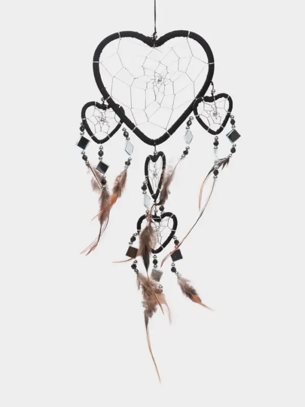 Ловец снов &laquo;Пять черных сердец&raquo;, 0.7&times;16&times;45 см