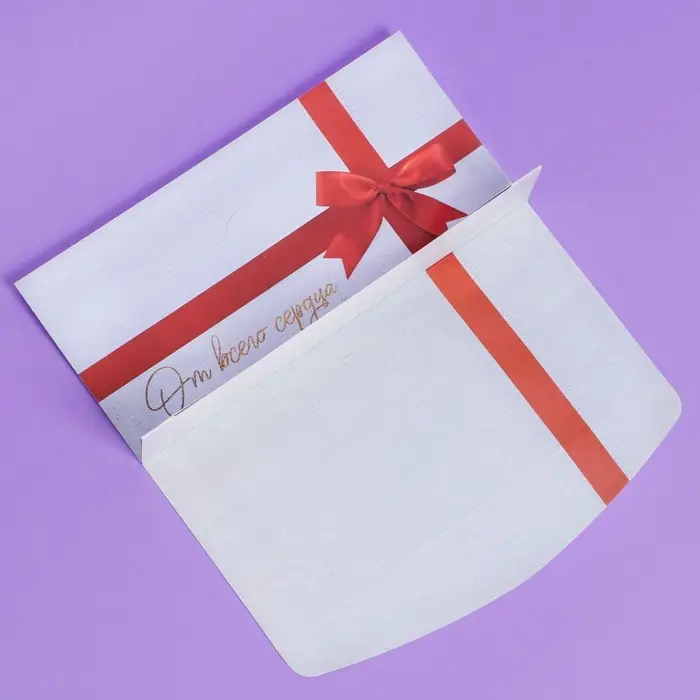 Конверт подарочный с внутренним карманом &laquo;Бант&raquo;, 20 &times; 9,5 см