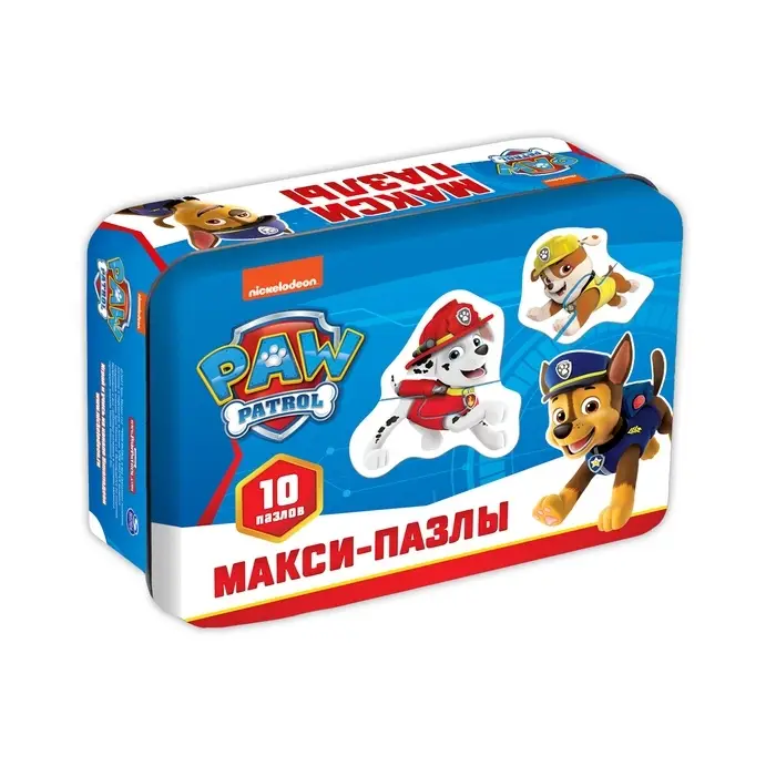 Макси-пазлы в металлической коробке "Щенячий патруль", 20 деталей, 10 пазлов