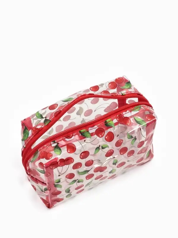 Косметичка ПВХ Вишня 15*6*8,5, отд на молнии,  прозрачный