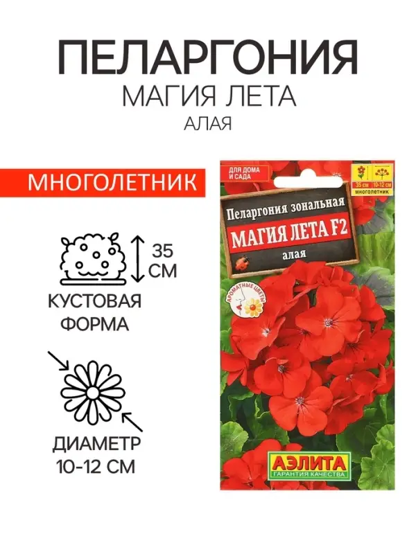 Семена цветов Пеларгония "Магия лета", алая, F2,5 шт.