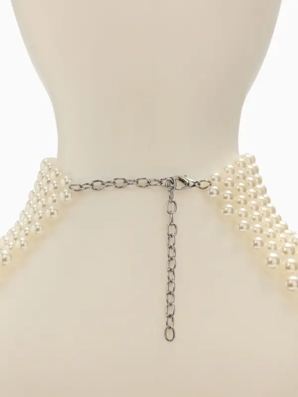 Колье-чокер жемчуг "Богема" россыпь, цвет белый  d=8/10/12