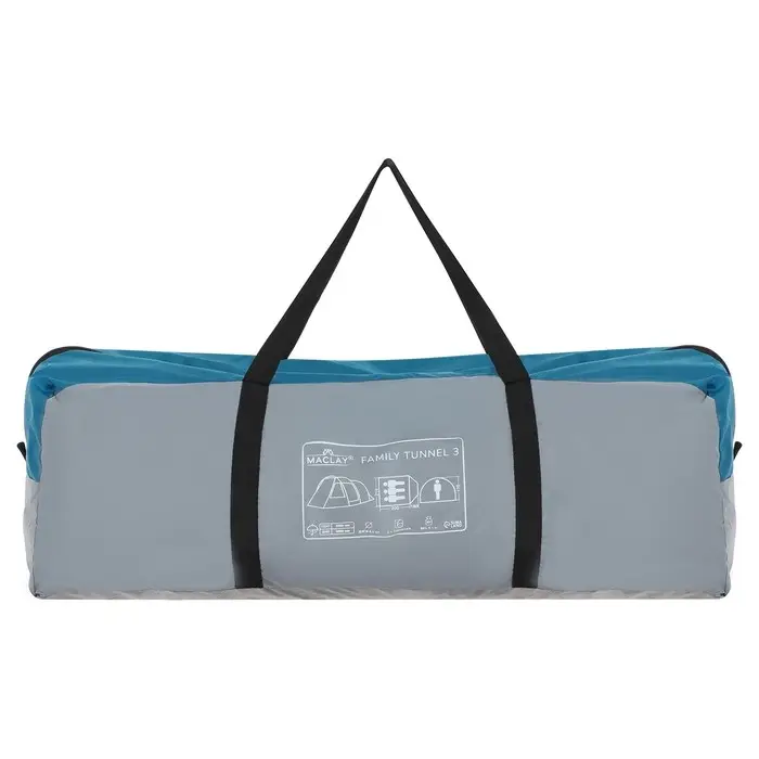 Палатка туристическая 3-местная maclay FAMILY TUNNEL 3, 380×210×170 см, кемпинговая, двухслойная, с тамбуром, голубая