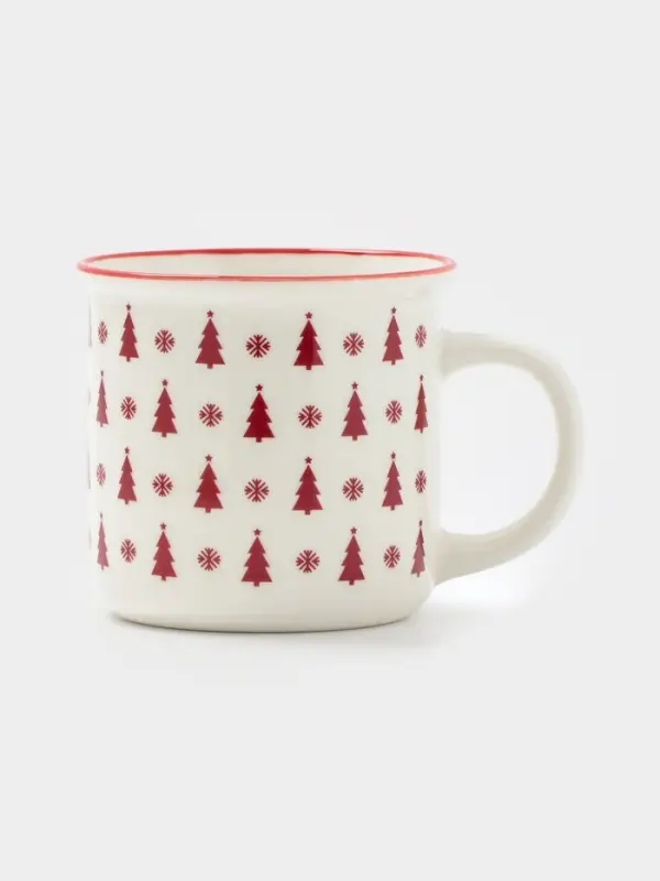 Кружка Доляна «Новый год. Ёлочки», 380 мл, фарфор, белая