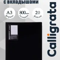 Папка с 20 вкладышами А3, 800 мкм, Calligrata, текстура &laquo;песок&raquo;, чёрная