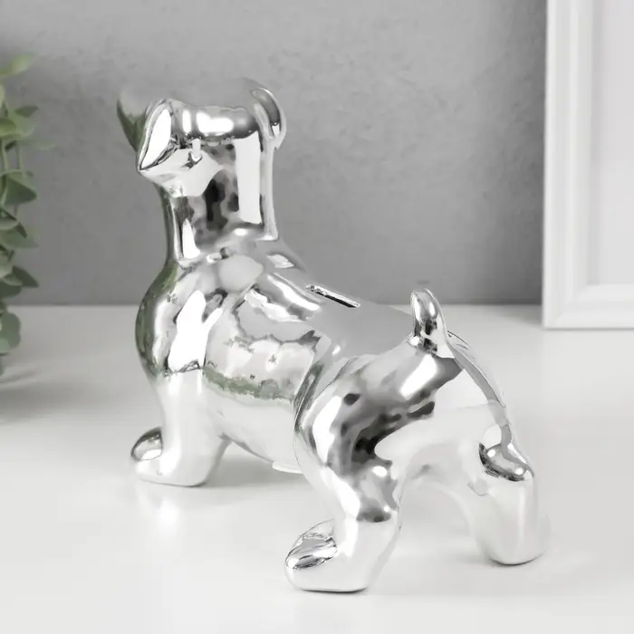 Копилка для денег &laquo;Такса серебристая&raquo;, керамика, 24.5&times;10.5&times;16.5 см