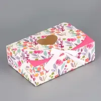 Подарочная коробка сборная с окном &laquo;Розовые цветы&raquo;, 16.5&times;11, 5&times;5 см