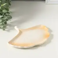 Подставка для мелочей &laquo;Листок&raquo;, 1&times;18&times;11 см, белая с позолотой