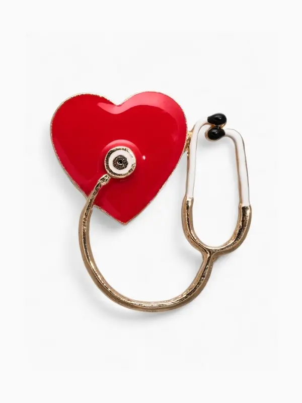 Брошь &laquo;Стетоскоп с сердцем&raquo;, разноцветная в золоте