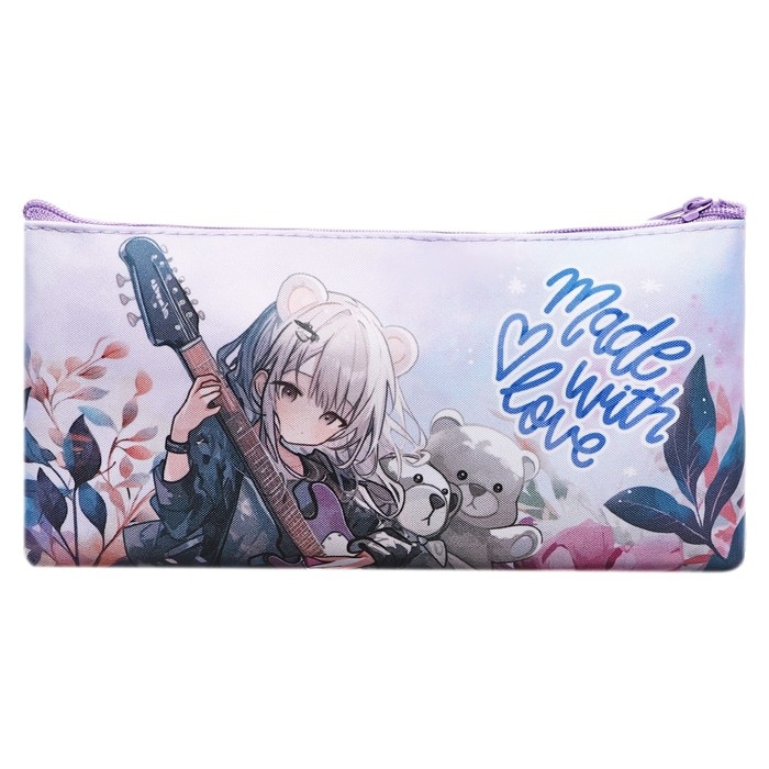 Пенал мягкий, 1 отделение, 108 х 205 мм, плоский, Calligrata ПМП 01-20 Пенал мягкий, 1 отделение, 108 х 205 мм, плоский, Calligrata ПМП 01-20 "Аниме" голубой