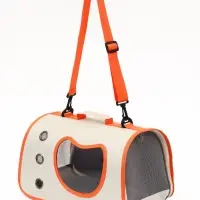 Сумка - переноска каркасная &laquo;Кошачий вид&raquo;, 41&times;27&times;25 см, белая, оранжевая