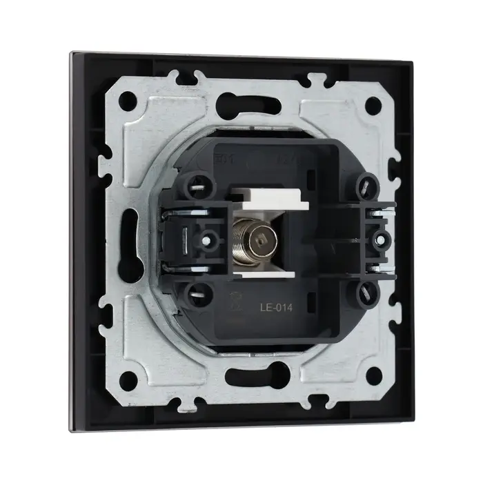 Розетка телевизионная TOT Matte Glass, стекло, скрытая, одноместная, чёрная