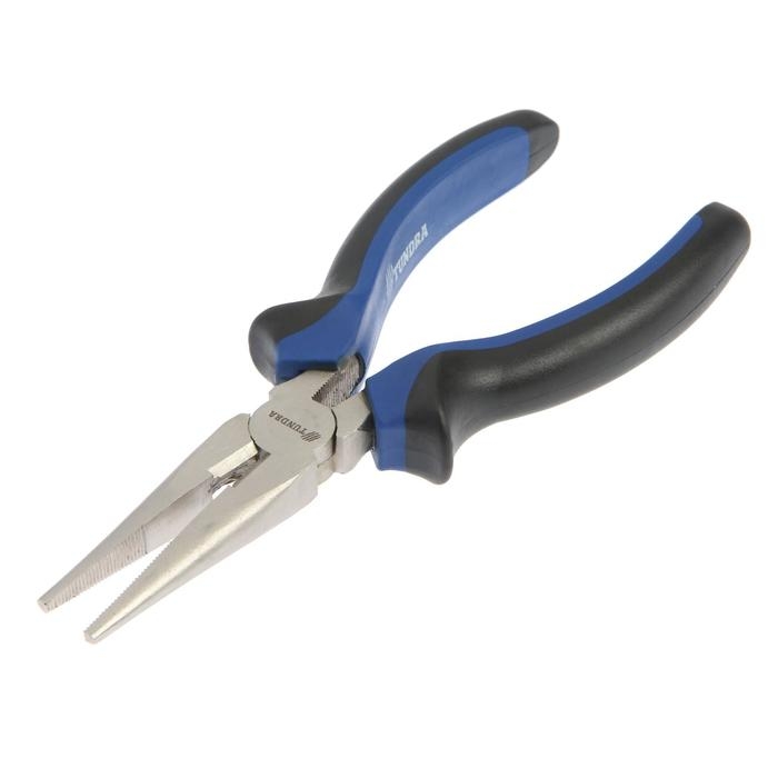 Длинногубцы ТУНДРА, CrV, никелированные, двухкомпонентные рукоятки, 160 мм Длинногубцы ТУНДРА, CrV, никелированные, двухкомпонентные рукоятки, 160 мм