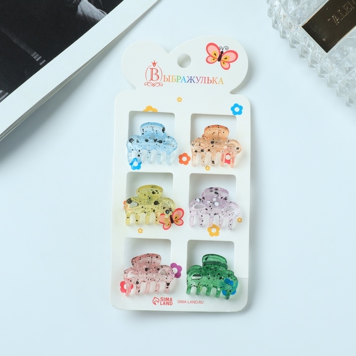 Краб для волос Краб для волос "Авери" (набор 6 шт) геометрия, 2,5 см, микс