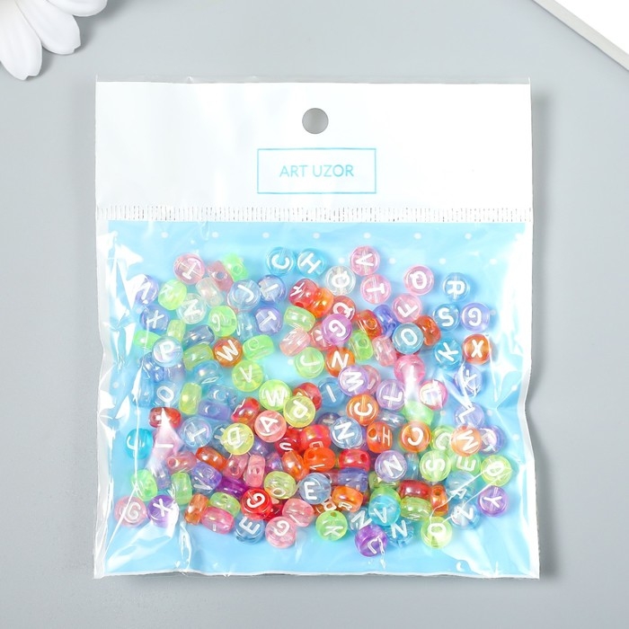 Бусины для творчества пластик Бусины для творчества пластик "Белые английские буквы" цветные набор 20 гр 0,4х0,7х0,7