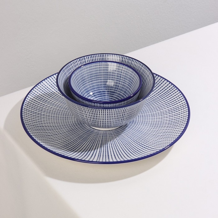 Тарелка керамическая Доляна «Мерцание», d=21,7 см, цвет синий Тарелка керамическая Доляна «Мерцание», d=21,7 см, цвет синий