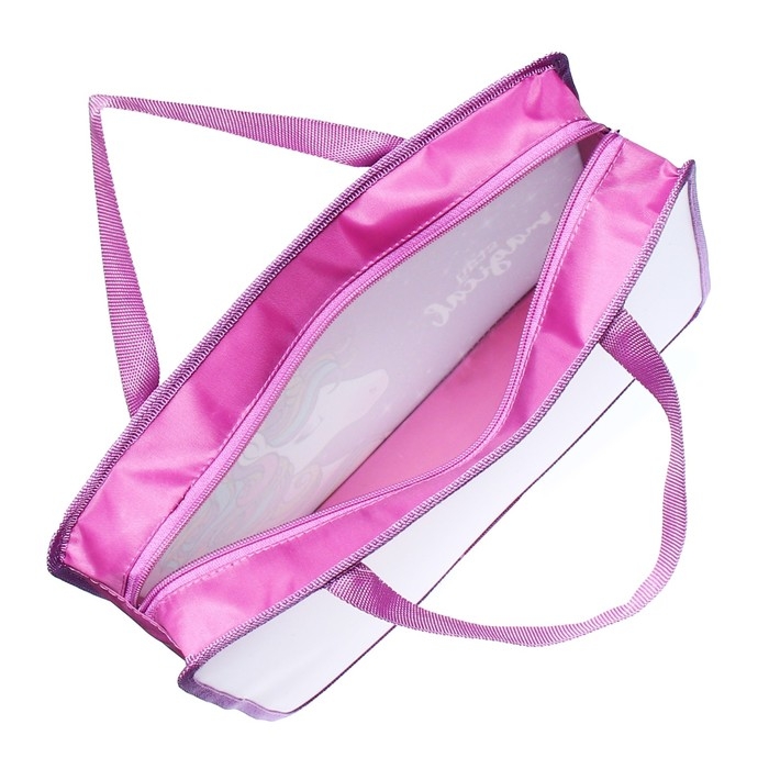 Папка с ручками А4, 330 х 260 х 75 мм, пластиковая, ручки-тесьма, Calligrata Папка с ручками А4, 330 х 260 х 75 мм, пластиковая, ручки-тесьма, Calligrata "Единорог!"