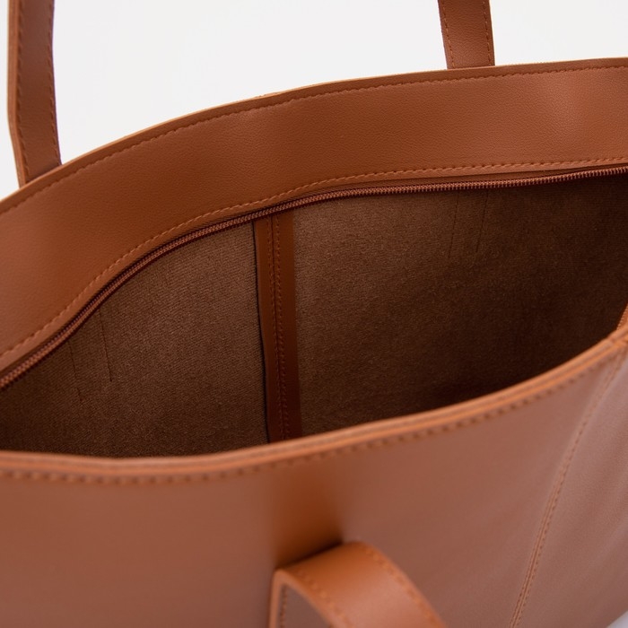 Сумка-шопер женская на молнии, цвет терракотовый