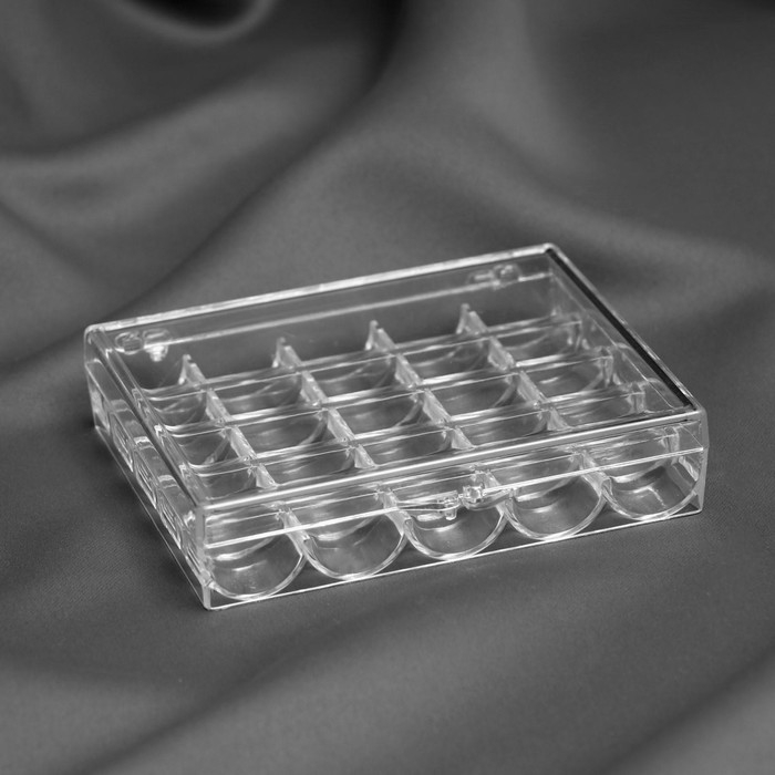 Органайзер для ниток, на 25 шпулек, 12,3 × 10 × 2,5 см, цвет прозрачный