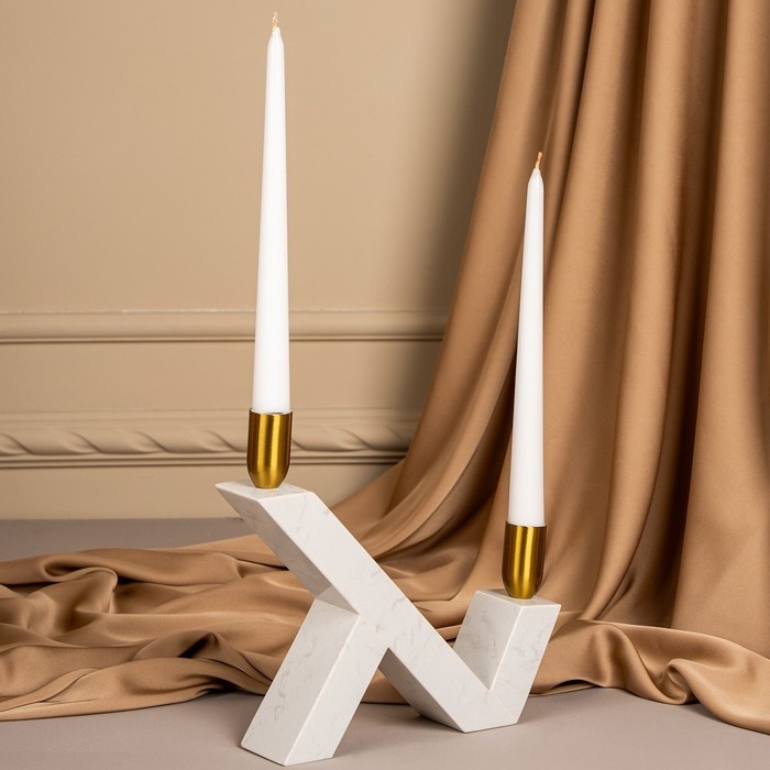 Подсвечник латунь, мрамор «Грани» 22 х 20 х 5 см