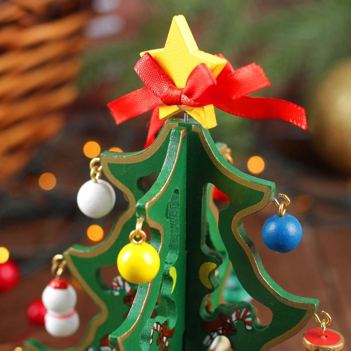 Сувенир новогодний  Сувенир новогодний "Елка на подставке", с золотым контуром, 17 см, МИКС