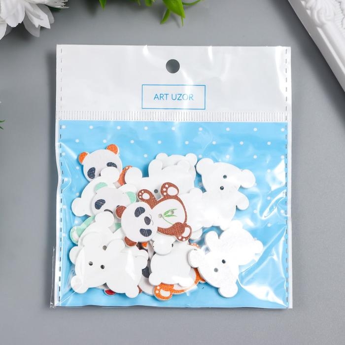 Набор пуговиц декоративных дерево Набор пуговиц декоративных дерево "Панда с бамбуком" набор 15 шт МИКС 2,7х2,5 см