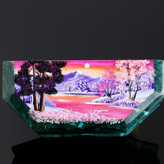 Ларец Ларец "Зима", 17х7х6, каменная крошка, змеевик