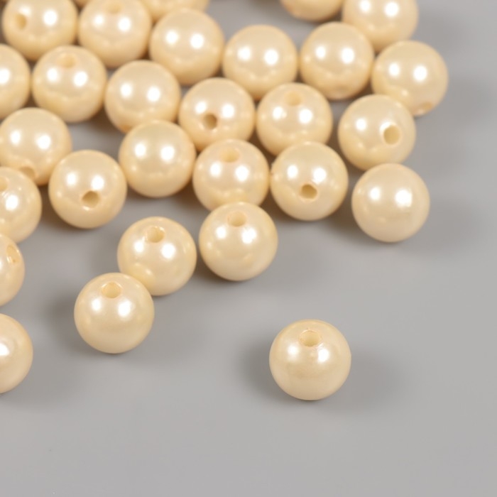 Набор бусин Набор бусин "Жемчуг" d 12 мм, 250 гр, ярко-бежевый