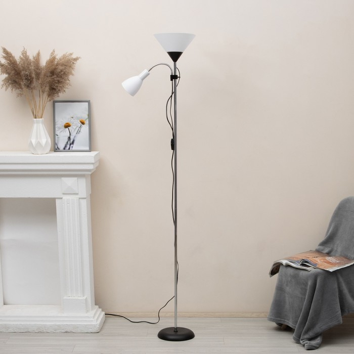 Торшер  Торшер "Тренд 2" 1х40Вт Е27+1хЕ27 40Вт серебристый 22х22х180 см.