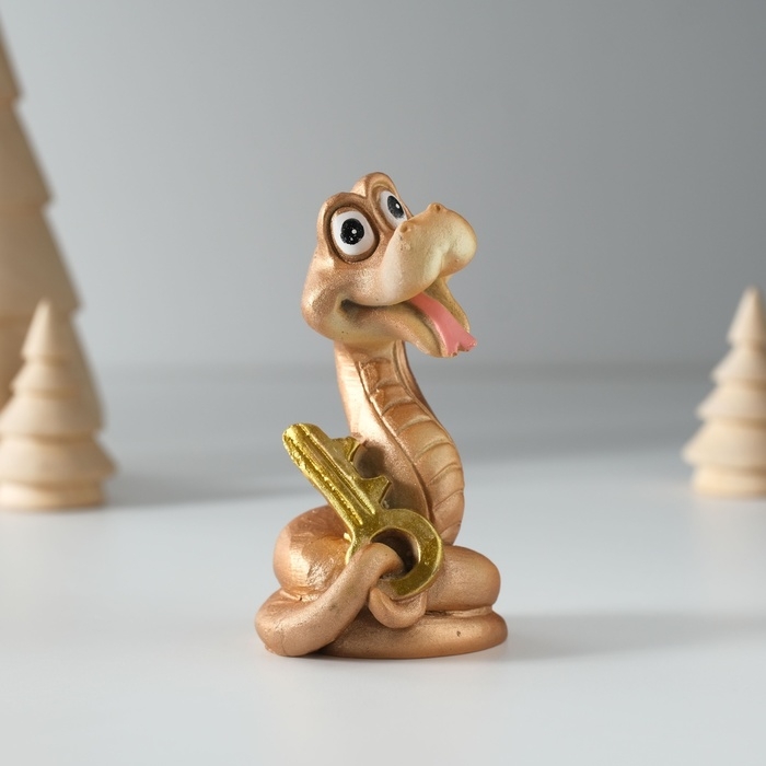 Сувенир полистоун Сувенир полистоун "Змейка с подковой/ключом" МИКС 4х4х7,5 см