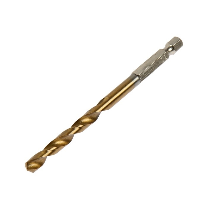 Сверло по металлу ТУНДРА, HSS-Tin, шестигранный хвостовик, 6 х 77 мм Сверло по металлу ТУНДРА, HSS-Tin, шестигранный хвостовик, 6 х 77 мм