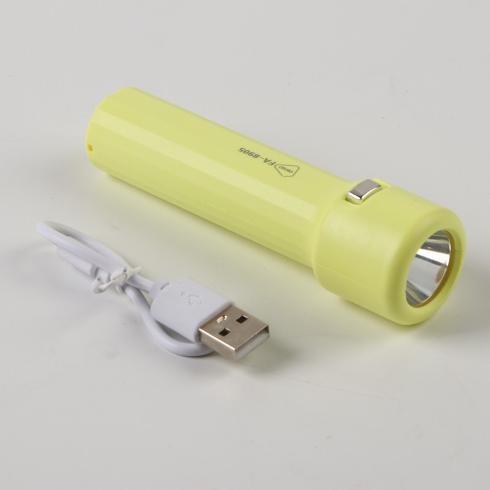Фонарь ручной аккумуляторный, 1.5 Вт, 800 мАч, 3535LED, 3 режима, IPX2, 10.5 х 3 см, желтый Фонарь ручной аккумуляторный, 1.5 Вт, 800 мАч, 3535LED, 3 режима, IPX2, 10.5 х 3 см, желтый