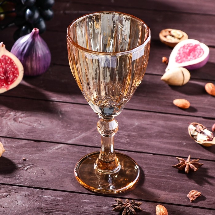 Бокал для вина стеклянный «Бал», 240 мл, 8,5×18,5 см, цвет золотой