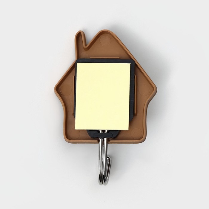 Крючки самоклеящиеся Доляна «Дом», 3 шт, цвет тёмное дерево