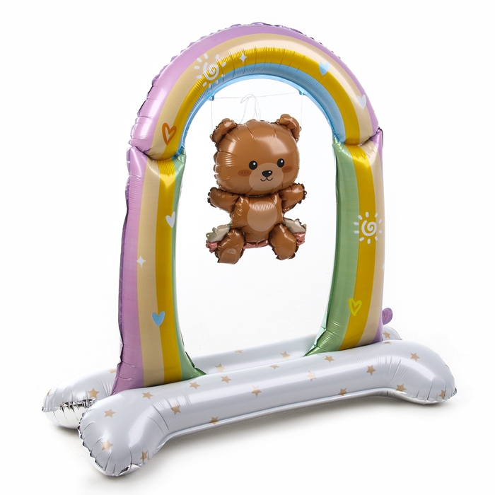 Шар фольгированный 44" &laquo;Медвежонок на качелях&raquo;, на подставке, под воздух