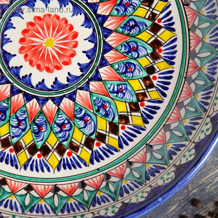 Ляган Риштанская Керамика  Ляган Риштанская Керамика "Узоры", 25 см, синий