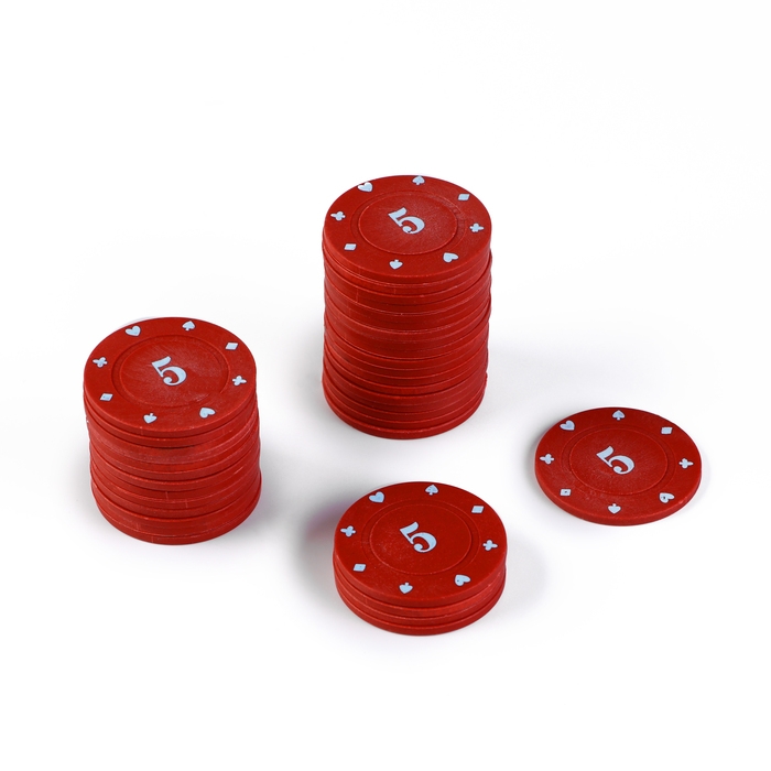 Набор фишек с номиналом 5. однотонные, красные, в наборе 25 шт. Набор фишек с номиналом 5. однотонные, красные, в наборе 25 шт.