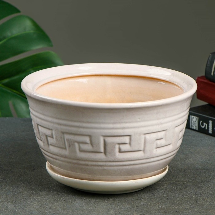 Горшок цветочный Меандр №2 2л 14*21см 1сорт белый МИКС Горшок цветочный Меандр №2 2л 14*21см 1сорт белый МИКС