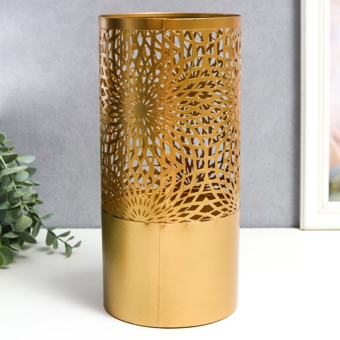 Подсвечник металл на 1 свечу  Подсвечник металл на 1 свечу "Цветок-паутина" золото 26х13х13 см