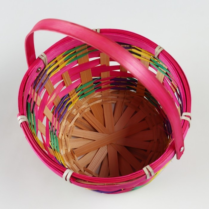 Корзина плетеная, D18 х 11 х 24 см, розовая, бамбук Корзина плетеная, D18 х 11 х 24 см, розовая, бамбук