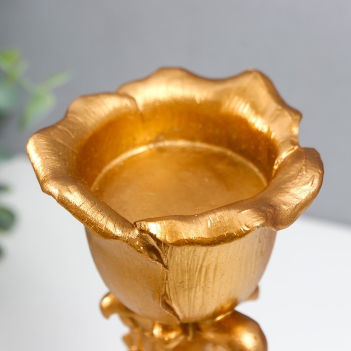 Подсвечник полистоун на 1 свечу Подсвечник полистоун на 1 свечу "Цветочная тринога" золото 21х9,5х9,5 см